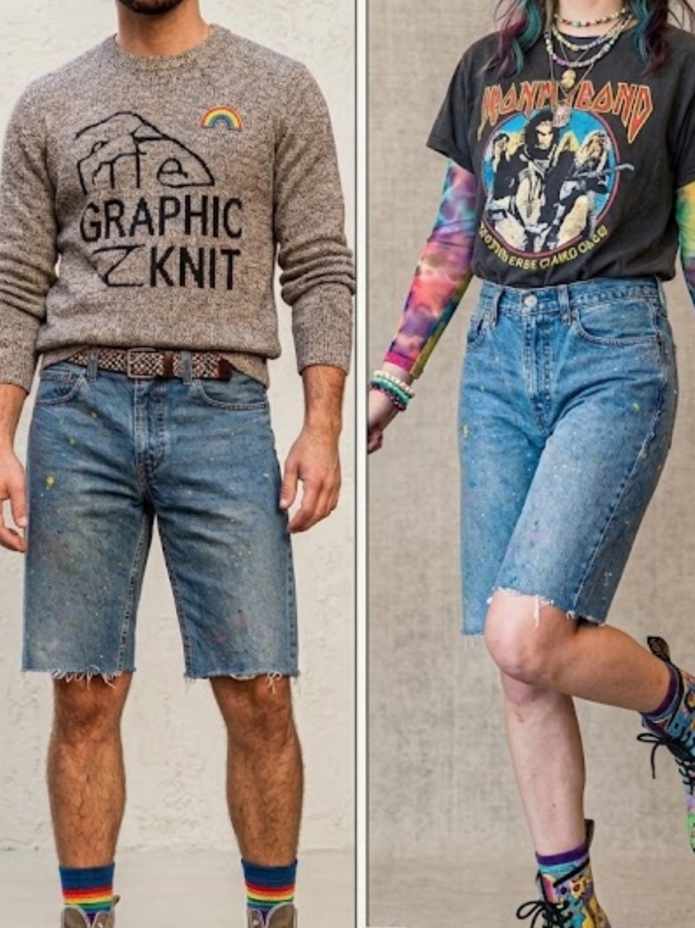 🇪🇸🐠Levi’s 505 jorts splatter paint cut-off jean shorts blue Waist 32